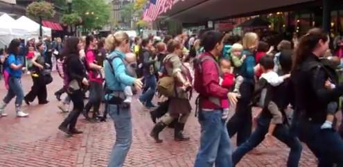 Boston Moms Rock Babywearing Week With Huge Flash Mob